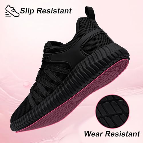 Slip On Sneakers Women Non Slip Work Shoes Water Resistant Comfortable Black Slip Resistant Breathable Lightweight Walking Shoe Zapatos Antideslizantes para Mujer, Black3
