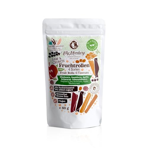 Elly Momberg - BIO-Rohkost - Fruchtrollen - 4-Sorten-Mix - 80 g - Natürlich, Rohkost-Qualität, ohne Industriezucker, vegan, glutenfrei