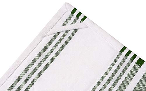 Urban Villa Kitchen Towels Trendy Stripes Olive Green/White Set Of 6 Dish Towels For Kitchen Highly Absorbent 100% Cotton Over Sized 20X30 Inches Kitchen Towels Mitered Corners Kitchen Hand Tea Towels #TOP4