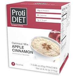 ProtiDIET High Protein Apple Cinnamon Oatmeal - 15g Protein, Sugar Free with Added Fiber - Instant Oatmeal for a Healthy and Nutritious Breakfast, Packed with Essential Nutrients - 7 Packets Per Box