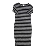 Lularoe Julia a XX-Small (XXS) Stripe Black Gray Form Fitting Knee Length Dress fits Womens Sizes 00-0 XXS-212