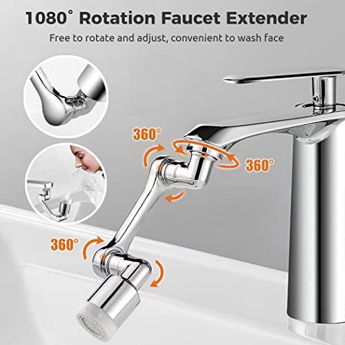 2 Packs Faucet Extenders, 1440° Swivel Faucet Extender With 2 Outlet Modes, Large Angle Rotating Splash Filter Faucet Aerator, For Kitchen, Bathroom Sink Internal & External Threaded Faucets #TOP1