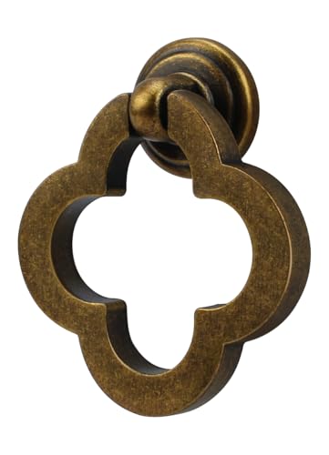 Ruiao 55mm 2 Pack Cupboard Cabinet Knobs, Antique Brass Solid
