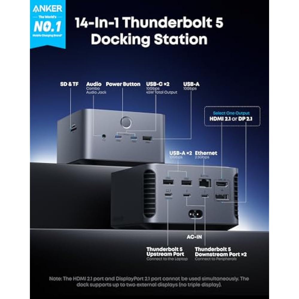 Anker Prime TB5 Docking Station, 14-in-1 Thunderbolt India | Ubuy