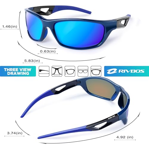 Image of RIVBOS Polarized Sports Sunglasses Driving Sun Glasses Shades for Men Women Tr90 Frame for Cycling Fishing Running RB831