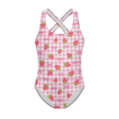 Image of One Piece Swimsuit for Girls Kids Quick Dry Bathing Suit with Crossback Strap Summer Beach Swimwear Size 5T-14