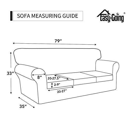 Image of Easy-Going 4 Pieces Stretch Soft Couch Cover for Dogs - Washable Sofa Slipcover for 3 Separate Cushion Couch - Elastic Furniture Protector for Pets, Kids (Sofa, Black) Large