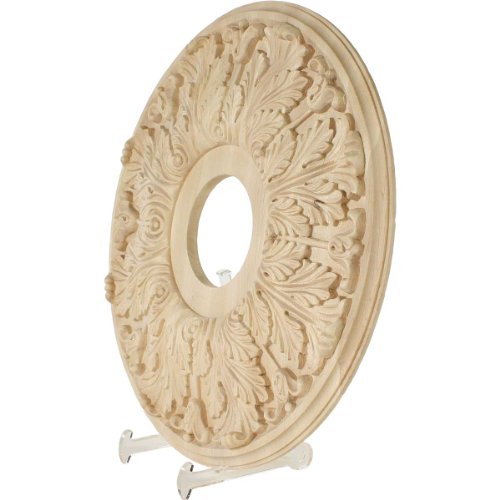 Image of Ekena Millwork 16 inchOD x 3 7 /8 inchID x 1 1 /8 inchP Carved Florentine Ceiling Medallion, Red Oak (Fits Canopies up to 5 3 /8 inch)