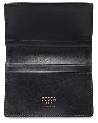 Bosca Men's Leather Card Holder Wallet - Slim Italia Dolce Calling Card Case Real Italian Tanned Leather Wallet For Men, Handstitched, RFID Blocking, Black2