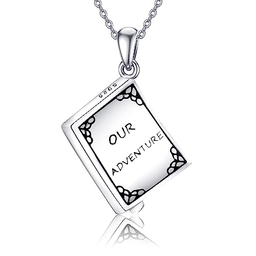 JERWLI Collana per gli amanti dei libri in argento Sterling con ciondolo a libro, regalo