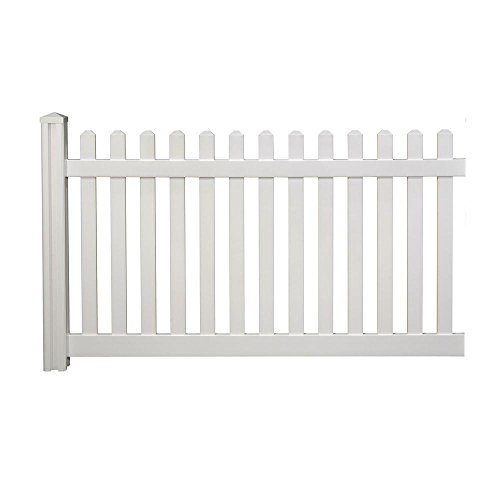 WamBam Traditional 4 by 7-Feet Premium Classic Vinyl Picket Fence with Post and Cap