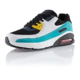 Fusskleidung® Damen Herren Sportschuhe Dämpfung Sneaker leichte Laufschuhe Schwarz Türkis EU 41