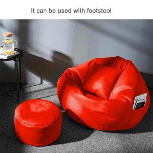 Image of IVIKA 4XL Bean Bag with Beans Filled | Gaming Chair | Premium Leatherette, Double Stitching | for Lounge & Bedroom | (4XL - Red)