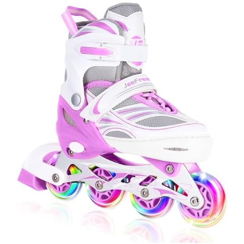 JeeFree 4 Size Adjustable Inline Skate for Kids,Children's Inline Skates with Light Up Wheel,Outdoor Illuminating Roller Skates for Girls,Boys and Beginners Cover