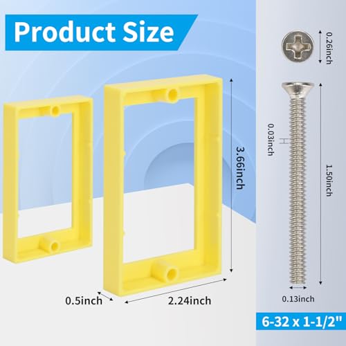 Single Gang Receptacle Outlet Box Extenders,Electrical Outlet Extender for Electrical Outlet Box & Electrical Outlet Switches,Gray,Blue,Yellow(1,4,6,12Pack) (Yellow, 12 Pack)