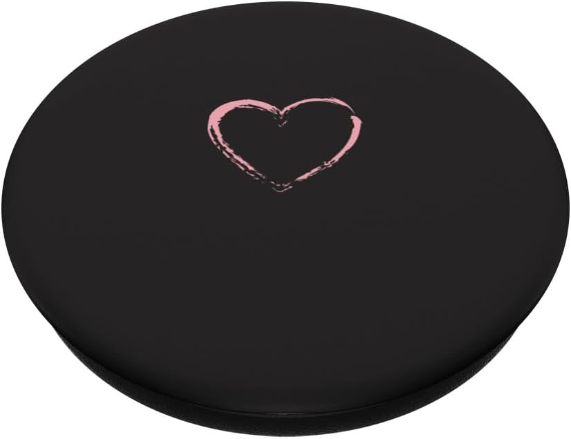 Pink Heart Black PopSockets Adhesive PopGrip