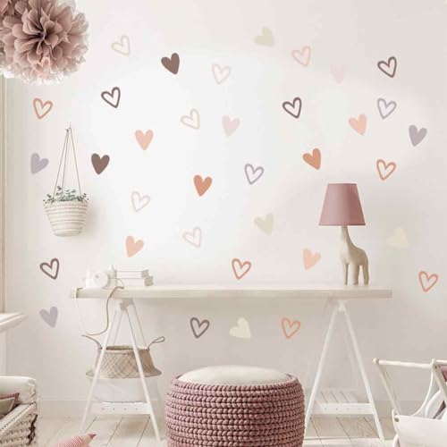 72 Stück Herzen Wandaufkleber, Selbstklebende Wandtattoo, Wandtattoo für das Kinderzimmer, Wandsticker mit Herzen, Boho-Stil-Aufkleber, für Kinderzimmer Babyzimmer