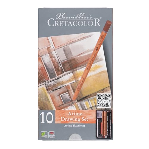 Set d'esquisse de 10 pièces CRETACOLOR Artino pour le dessin avec gomme et estompe