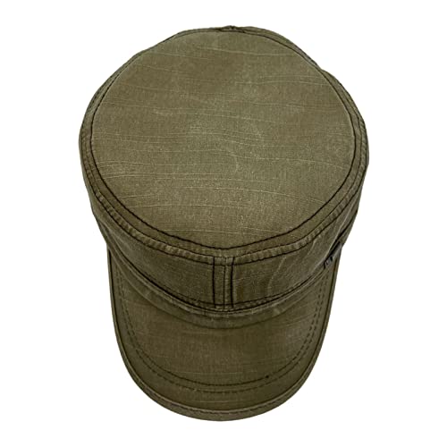 Army Cap Washed Cotton Cadet Caps Military Hat Unisex Vintage Adjustable Flat Top Caps For Women Men Teens Kids Green #TOP4