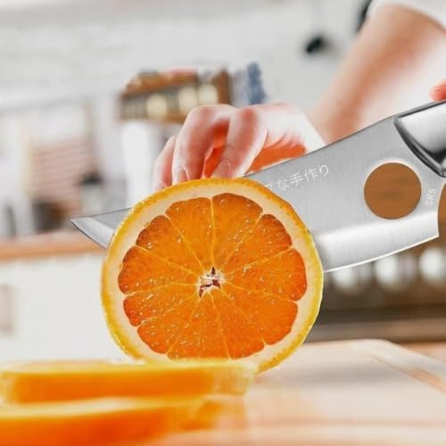 Image of Chef Knife with Leather Sheath, Full Tang Kitchen Knife with Ergonomic Wooden Handle, Multipurpose Stainless Steel Blade for Cutting Meat, Vegetables, Fruits (Chef Knife)