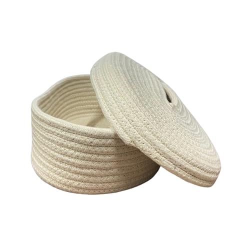 Image of BOBBINY Jute Cotton Tissue Box Holder, Handcrafted Tissue Container for 100 Pulls Natural Tissue Holder for Office Living Bedroom Car Desk Dining Table Home Decor (Off White, Design 1)