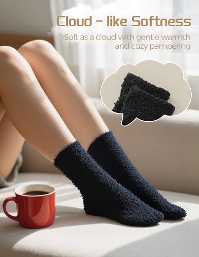 Image of TEHOOK Warm & Cozy Gifts for Women, Fluffy Fuzzy Plush Sleeping Slipper Socks - Soft Warm Fabric