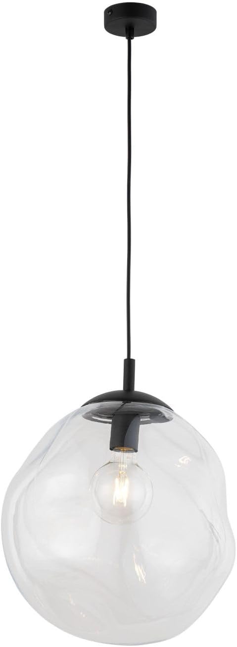 Licht-Erlebnisse Hanglamp rookglas bol vormloos helder glas D: 30cm E27 voor woonkamer keuken hal slaapkamer hanglamp hanglamp plafond binnen photo 2