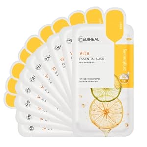Mediheal Best Korean Sheet Mask – Vita Essential Face Mask 10 Sheets Vitamin Mask For All skin types Smoothing Tightening Toning up Brightening