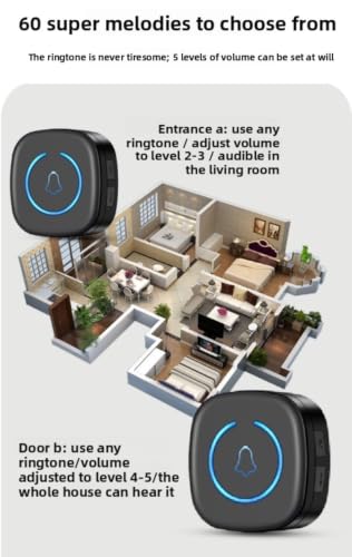 Timbre inalámbrico de exterior impermeable con un botón y 2 receptores 4