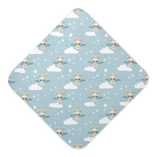 Msyxl Bears Goggles Pattern Hooded Towel - Ultra Soft & Absorbent Muslin Cotton Bath Towel for Babies, Toddlers, Newborn - Boys & Girls Essential 35