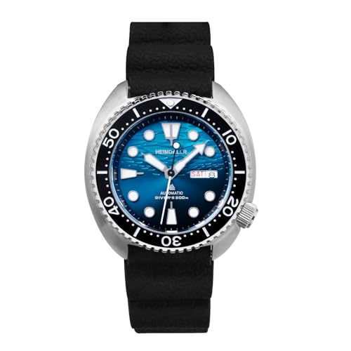 Image of TACTICAL FROG Heimdallr 44mm Stainless Steel Mens Automatic Watch, Sapphire Crystal NH36A Movement Dive Watches for Men New Blue Dial, Rubber Band