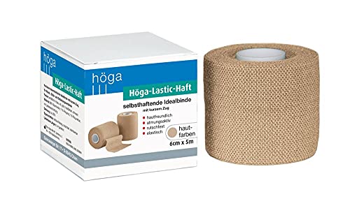 Höga-Lastic-Haft hautfarbene kohäsive Idealbinde mit kurzem Zug, selbsthaftende (kohäsive) Idealbinde mit kurzem Zug, 6cm x 5m gedehnt