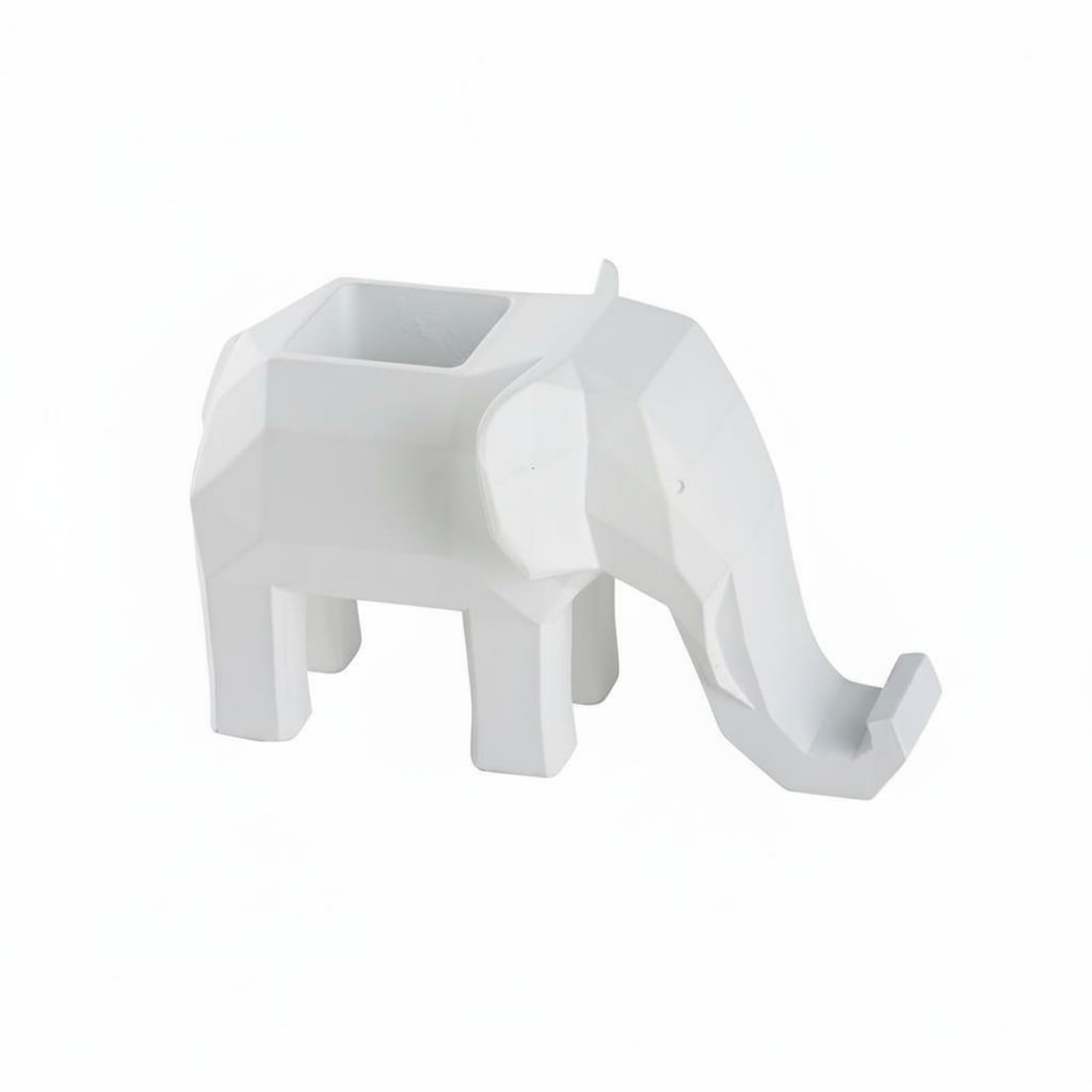 Porte-crayons éléphant blanc géométrique pour optimiser le rangement de bureau