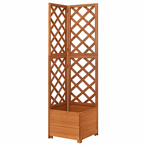 Suiwen Jardinière Lit Surélevé Bac à Fleurs Pot de Plantes Jardinière Lit de Plantation Jardin Balcon Jardinière d'angle en Treillis 40x40x150cm Bois de Sapin Massif