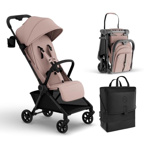 Image of Mompush Nexis Carbon Fiber Travel Stroller with Travel Bag Carry-On, Pink