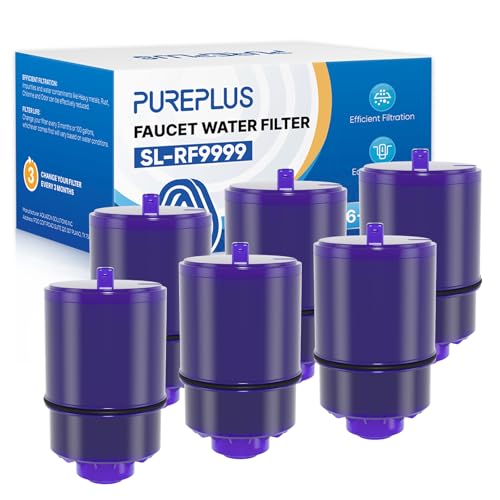 PUREPLUS NSF/ANSI 42 Certified Faucet Filter Replacement for PUR® Plus RF9999® FM-2500V FM-3700, PFM150W, PFM350V, PFM400H, PFM450S, Used for Advanced & Horizontal Faucet Mounts, 6Pack