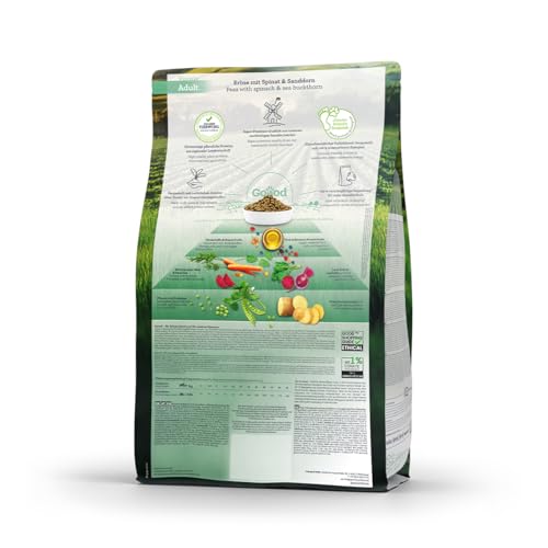 Goood Adult Veggie mit Erbse, Spinat und Sanddorn – Trockenfutter, Hundefutter – vegetarisch, getreidefrei, Alternative Proteinquelle, heimische Superfoods - für alle Rassen und Größen - 10kg