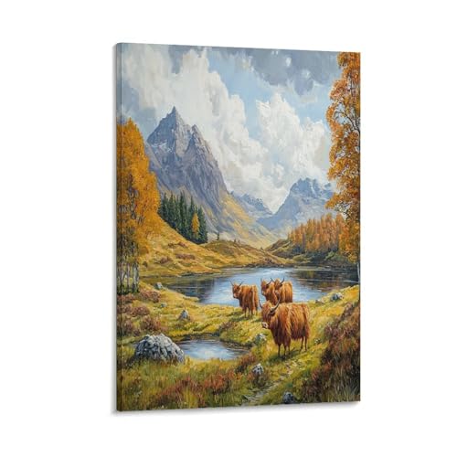 Tableau Bœuf de Haute-Écosse Image Sur Toile Décoration Murale Chambre 40x60cm