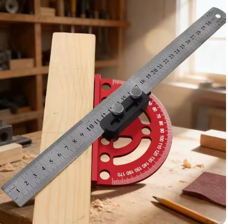 Medidor de ángulos semi circular con regla desmontable miniatura 6