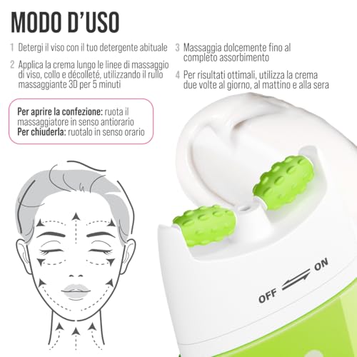 7Days Crema Viso Idratante E Anti-Age Con Ceramide - Con Roller Massaggiatore, Skincare Coreana, 80 Ml - 10