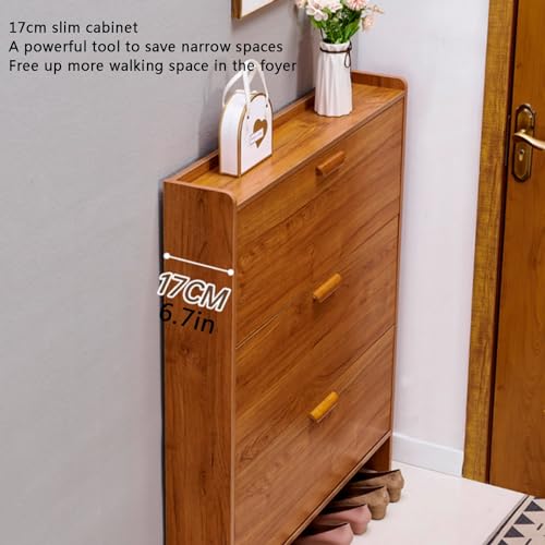 Solution de rangement chaussures fine : buffet haut en bois contre le désordre - 3