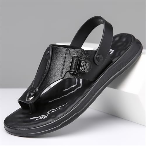 Men's Stylish Flip Flops Leather Slides Open Toe Outdoor Slippers Summer Slip On Fisherman Sandals for Men2