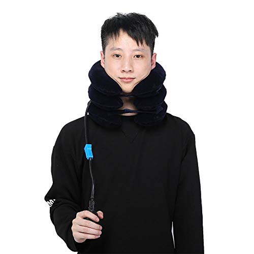 Jimfoty Haushaltshals-Zervix-Traktionskissen, ergonomisches Nacken- und Kopfstützkissen mit weicher Oberfläche, tragbares aufblasbares Nackenkissen für die Heimreise Cover