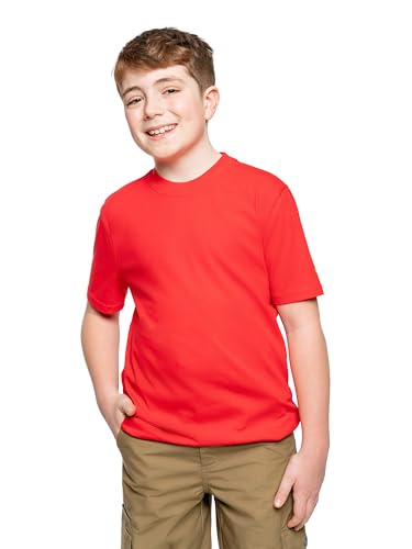 Youth UPF 30+ Breathable Dri-Balance Short Sleeve T-Shirt, with Built-in Bug Protection, Red, X-Small (5-6)