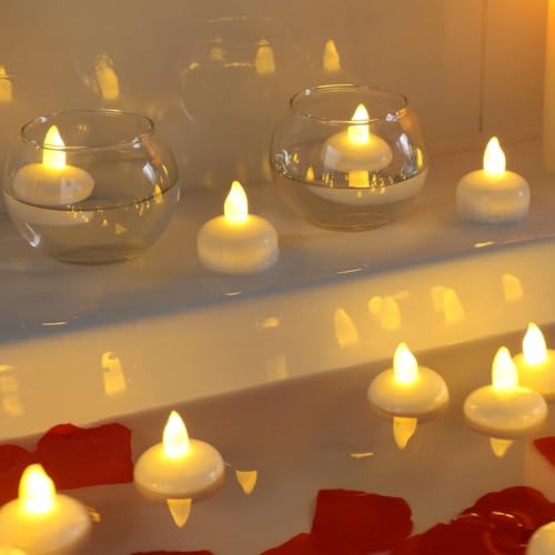 Image of Coku Flameless Floating LED Candles, Waterproof Water Sensor Tealight Diyas, Battery Operated Decorative LED Tea Lights for Diwali, Wedding, Christmas & Home Decoration (Warm White, Pack 12)