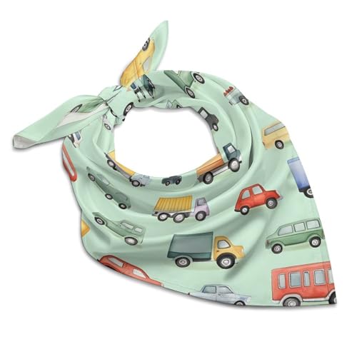 Colorful Trucks And Car Fashion Head Scarf for Women Silk Like Bandana Kerchief Satin Square Scarves Gifts