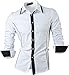 Jeansian Men's Slim Fit Long Sleeves Casual Shirts 8015 White M