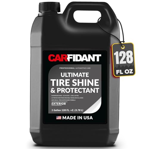 Carfidant Ultimate Tire Shine Gallon - Black Satin Shine - New Look Tire Dressing and Rubber Protectant - Long-Lasting with Non-Grease and No Sling - 128 fl. oz.