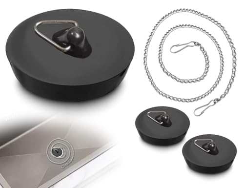 Lhbwhiz 2 Piezas Tapones De Desagüe,Tapones De Bañera,Tapones De Fregadero,Tapones De Fregadero,Tapones De Desagüe De Fregadero,Tapones De Válvula De Fregadero De Cocina con Ganchos Y Cadena De Tapón