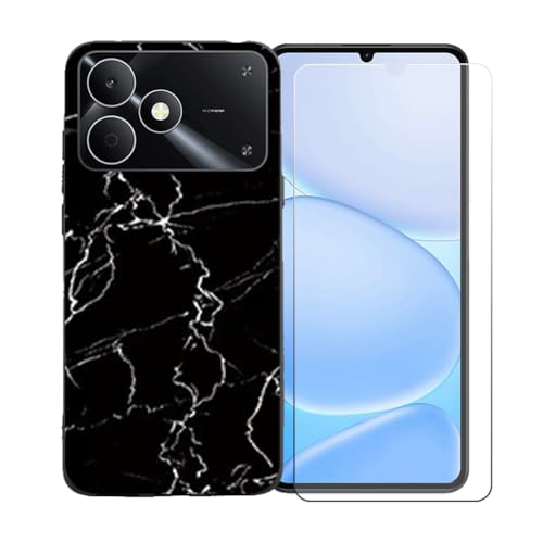 LCEHTOGYE �K�p Realme Note 80 4G +�����K���X�X�N���[���v���e�N�^�[�p�P�[�X�A�K�p Realme Note 80 4G (6,74")�ƌ݊����̂���u���b�N�\�t�gTPU�V���R���Q���P�[�X�ی�J�o�[ LLM9